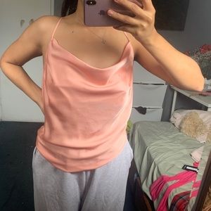 Pink silk tank top
